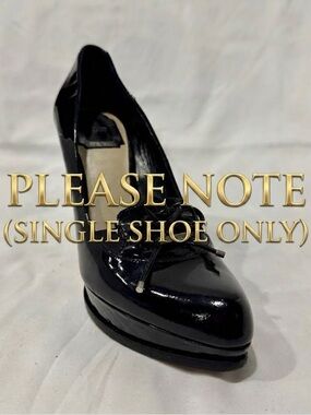 Christian Dior Black Patent Platform Bow Pump Y2K SINGLE SHOE